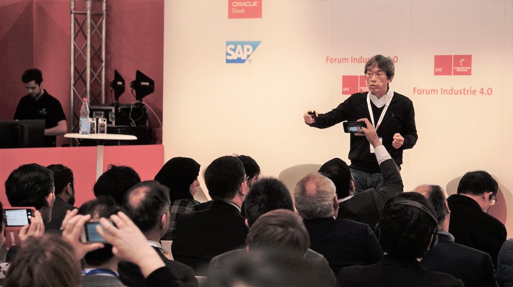 Hiroshi Yamamoto speaks at Forum Industrie 4.0 at Hannover Messe 2019