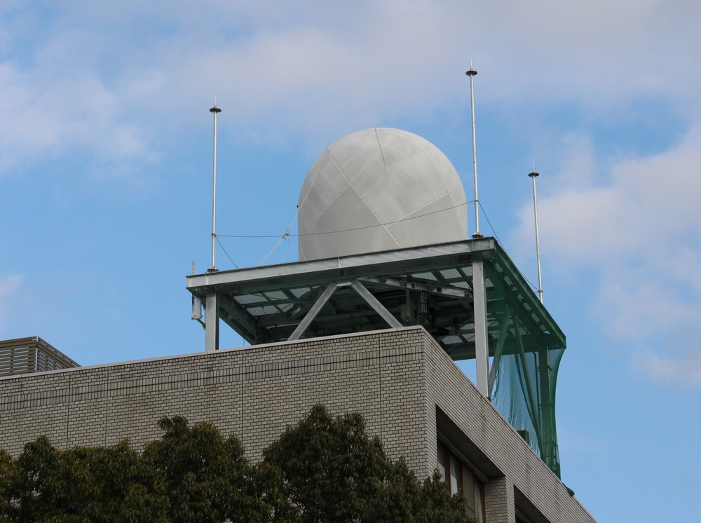 Multi-Parameter Phased Array Weather Radar, installed on the roof of a building on the Saitama University campus