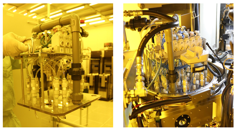 Left: Auto sequential blow equipment / Right: Installed in the chamber