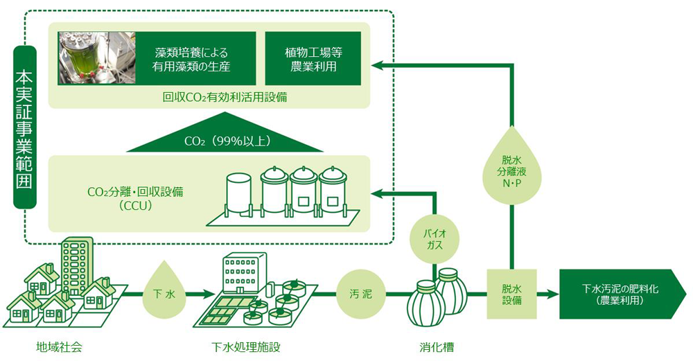 バイオガス中のCO₂分離・回収と微細藻類培養への利用技術実証事業